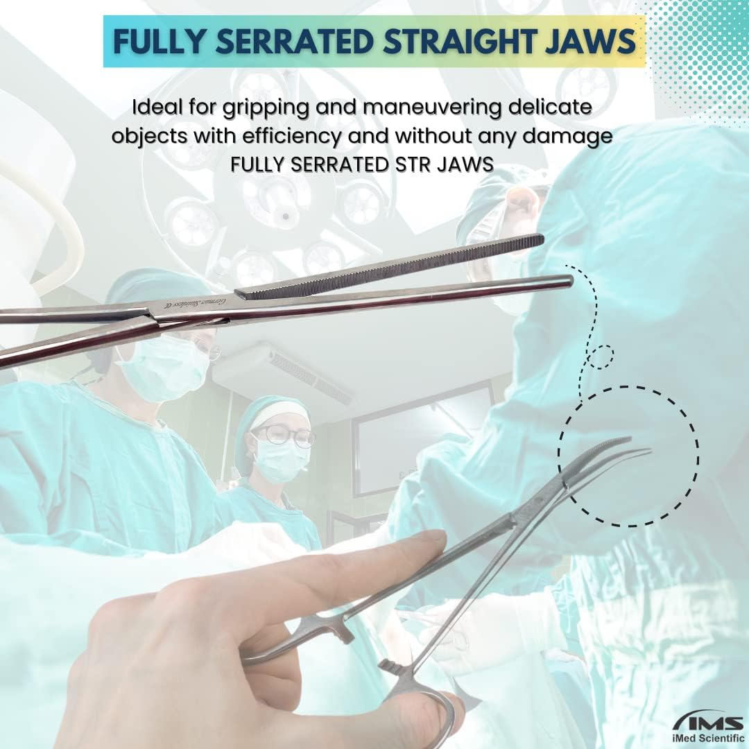 Pean Hemostat Forceps 12", Straight, Full Serrated, Stainless Steel