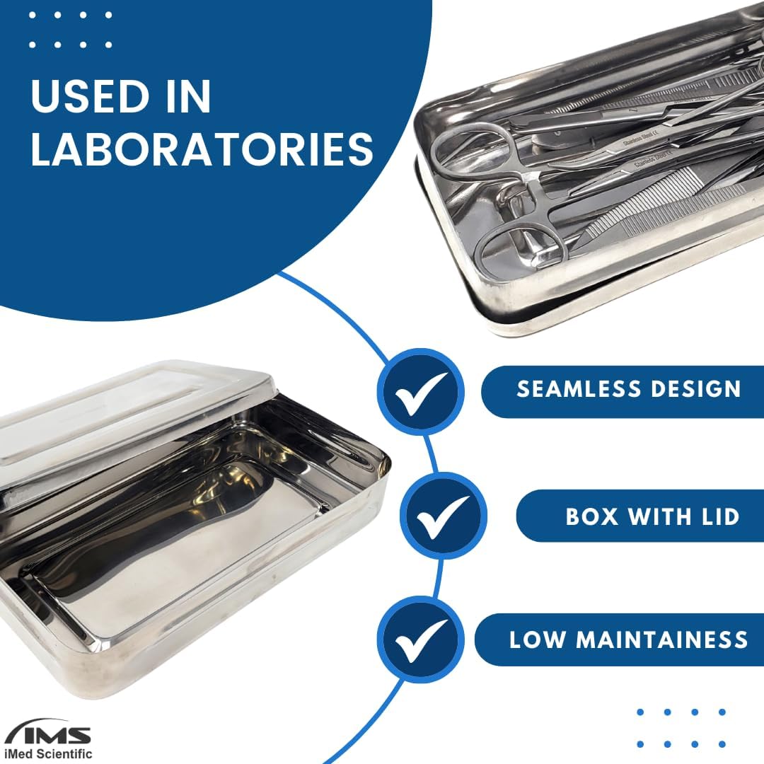 Stainless Steel Instrument Box with Cover - 10L x 6W x 2H