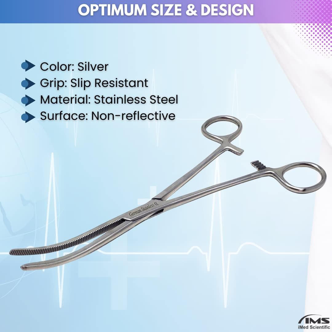 Pean Hemostat Forceps 8", Curved, Full Serrated, Stainless Steel