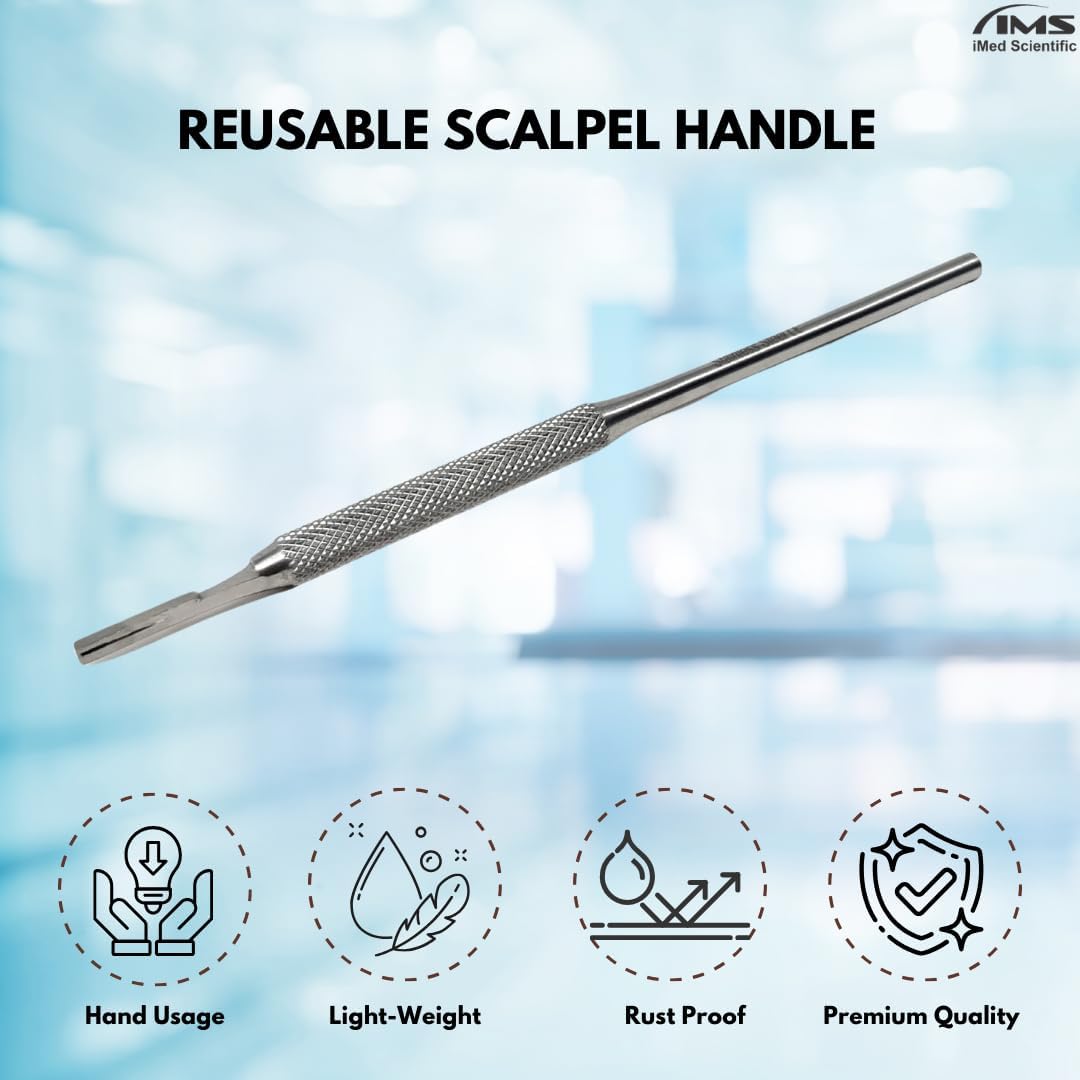 Premium Quality Round Grip Scalpel Handle #3, Stainless Steel ( Fits Size 9-16 Scalpel Blades )