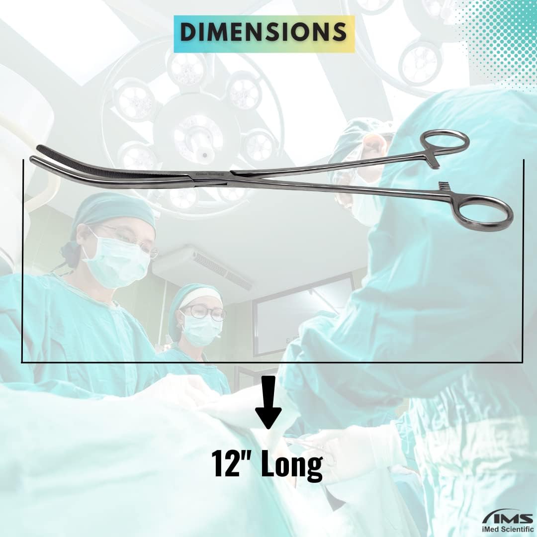Pean Hemostat Forceps 12", Curved, Full Serrated, Stainless Steel