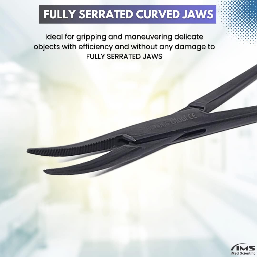 Tactical Hemostat Forceps 5" (12.7cm) Curved with full Serrated Jaws