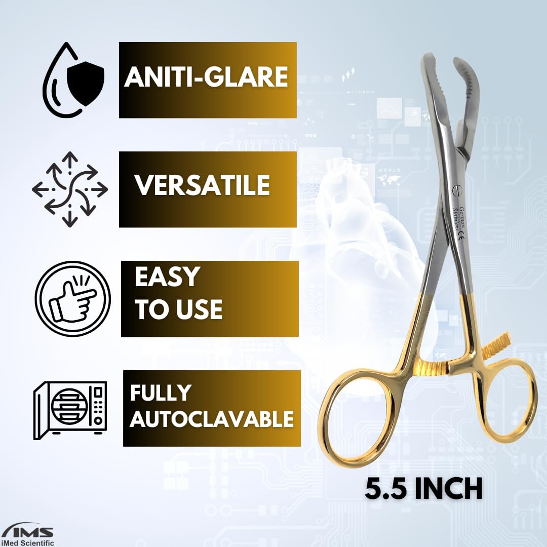 Bone Reduction Forceps 5.5" with Long Ratchet & Serrated Jaws, Stainless Steel