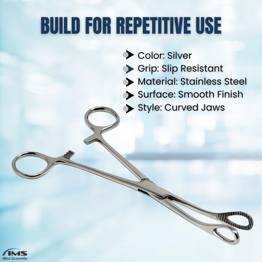 Sponge Holding Forceps 7" Curved, Stainless Steel