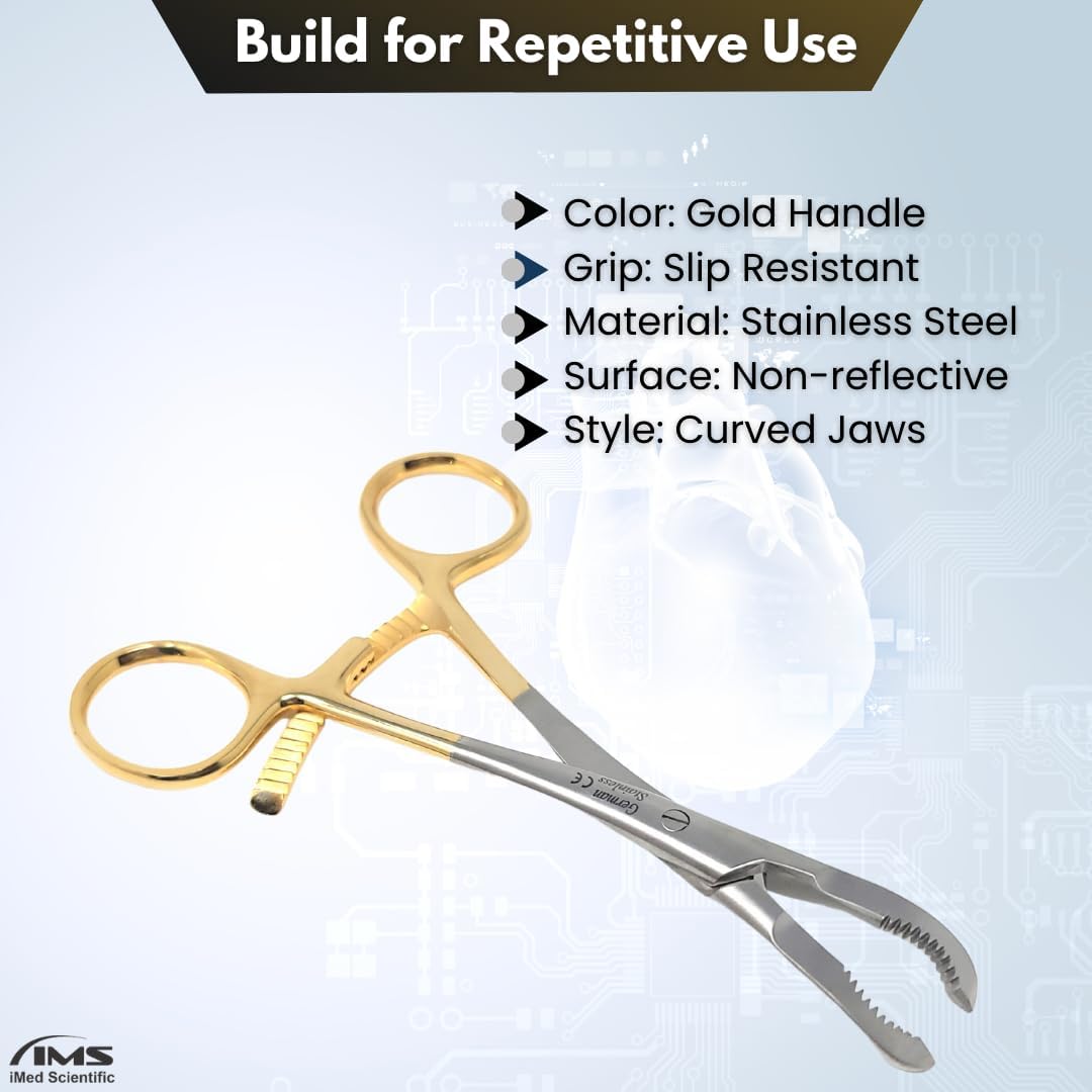 Bone Reduction Forceps 5.5" with Long Ratchet & Serrated Jaws, Stainless Steel