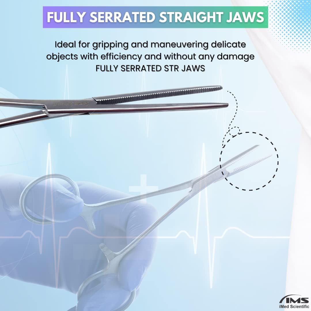 Pean Hemostat Forceps 8", Straight, Full Serrated, Stainless Steel