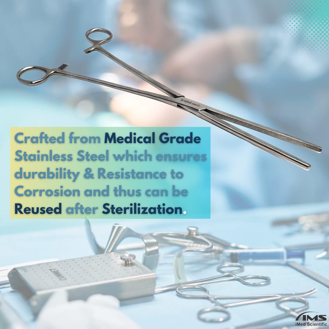 Pean Hemostat Forceps 12", Straight, Full Serrated, Stainless Steel