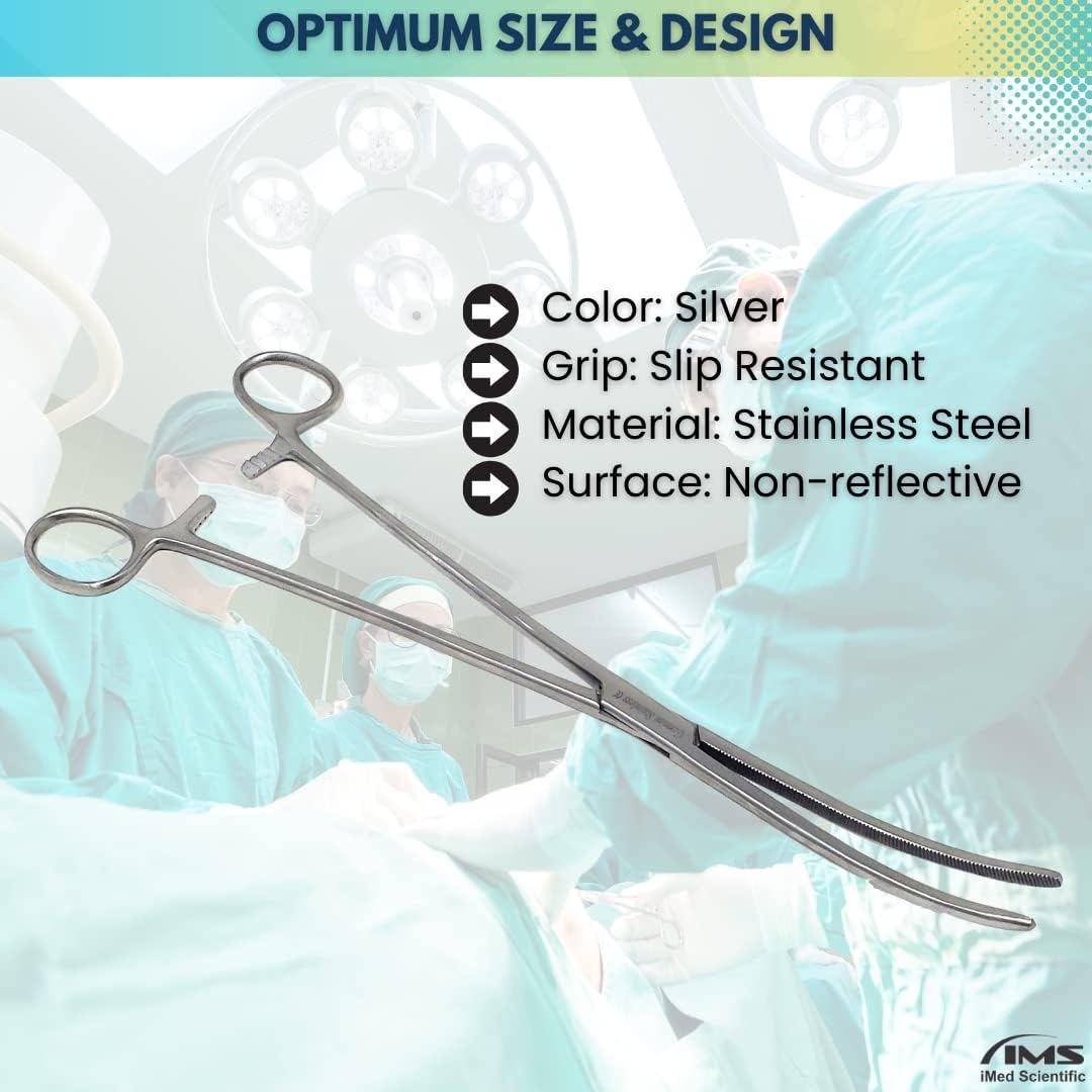 Pean Hemostat Forceps 12", Curved, Full Serrated, Stainless Steel