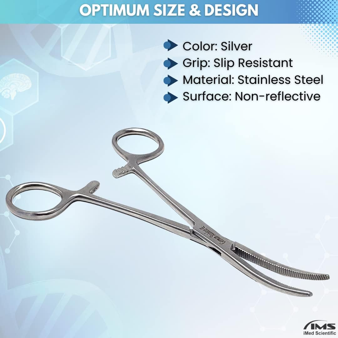 Pean Hemostat Forceps 6.25", Curved, Full Serrated, Stainless Steel