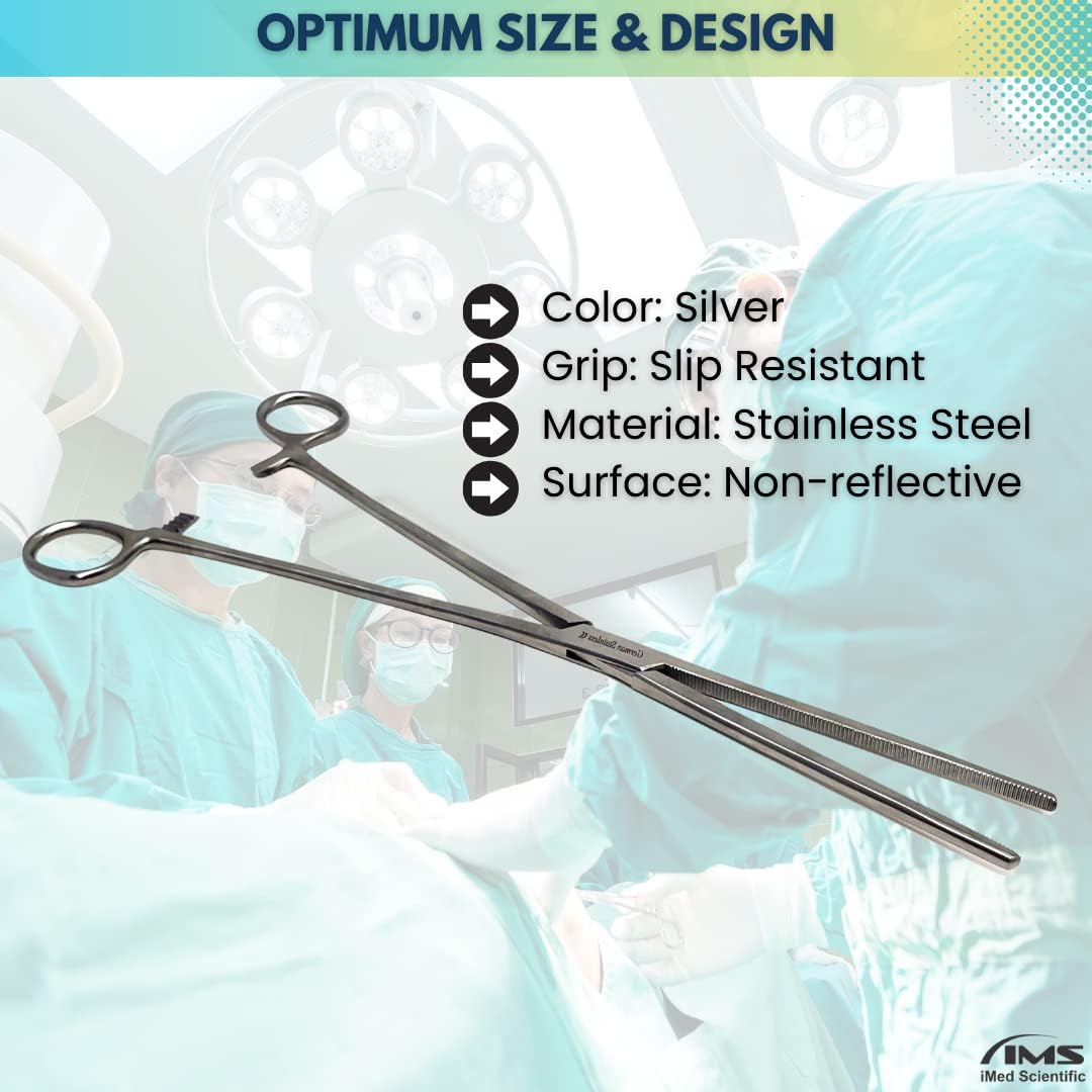 Pean Hemostat Forceps 12", Straight, Full Serrated, Stainless Steel