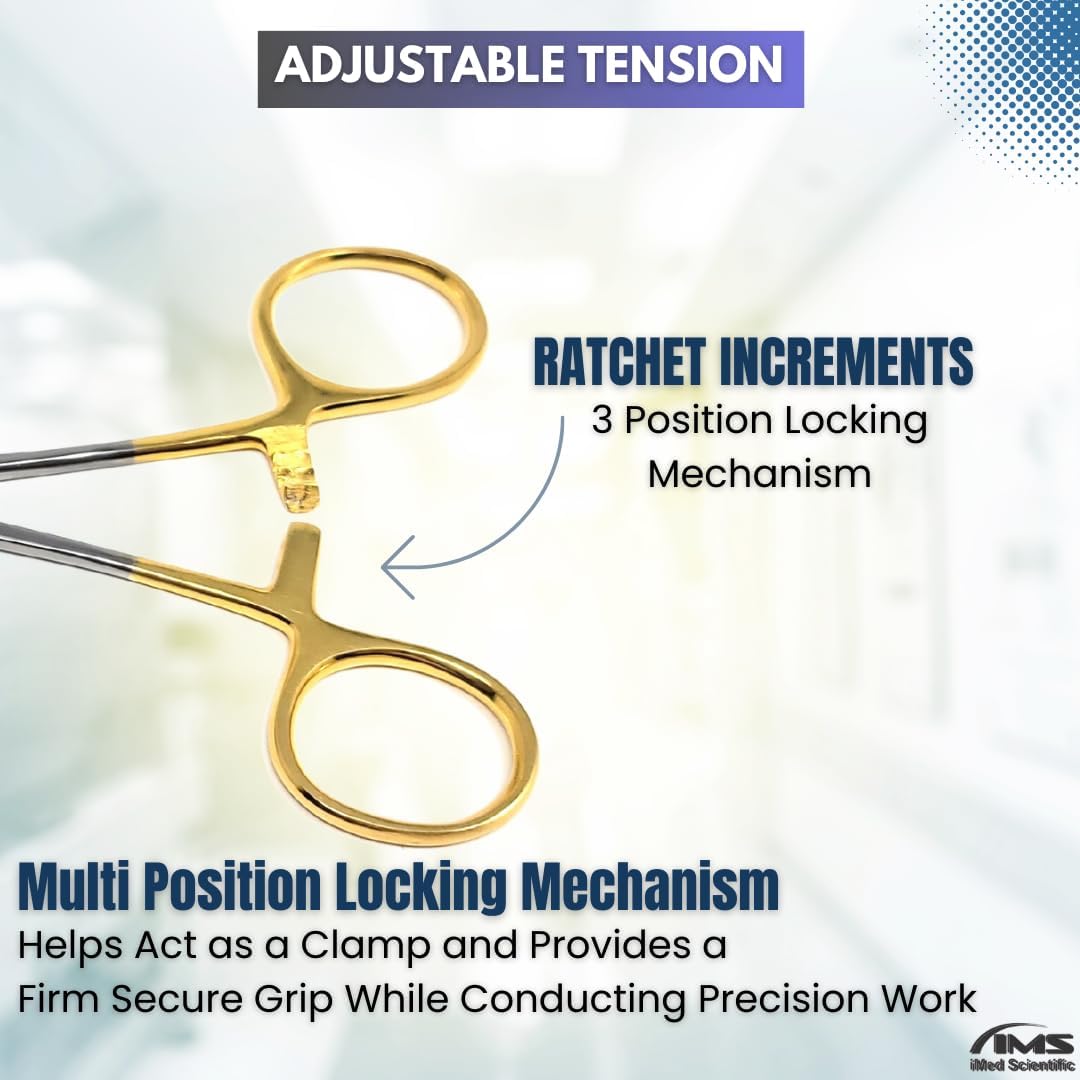 Kelly Rankin Hemostatic Forceps 5.5" Straight, Stainless Steel, Gold Handle