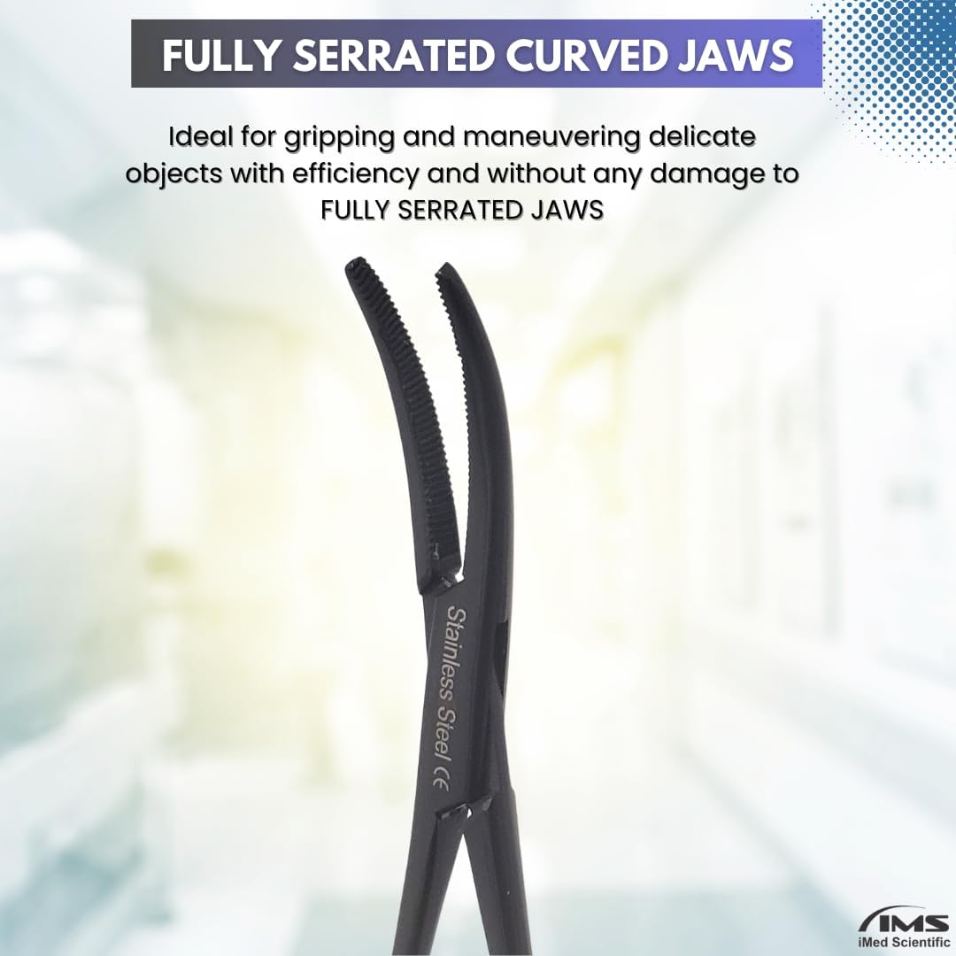 Tactical Hemostat Forceps 5.5" (14cm) Curved with Full Serrated Jaws