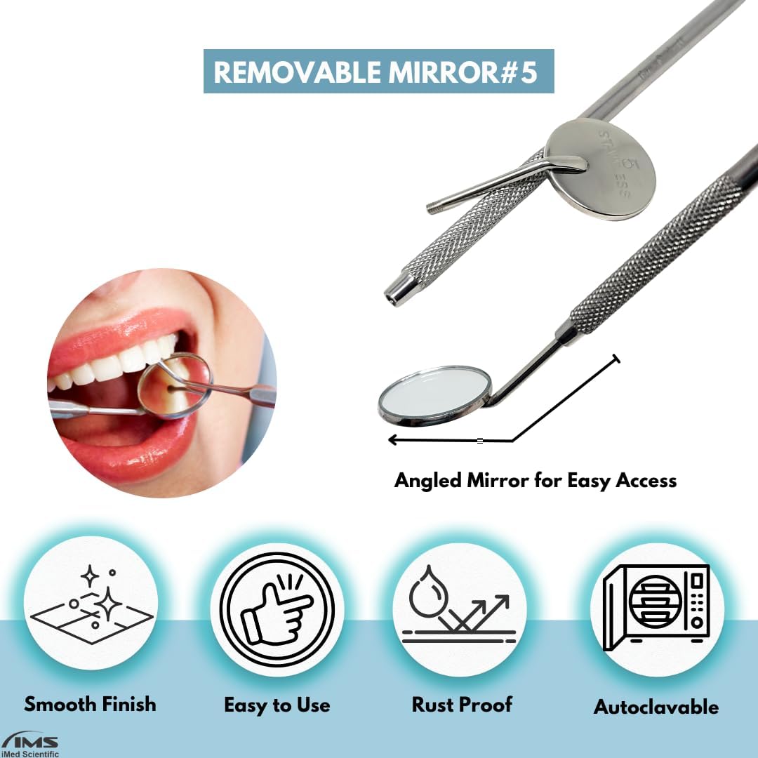 Dental Mouth Mirror #5, Stainless Steel, Pack of 10