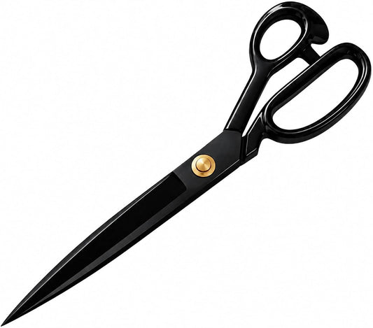 Black Tailor Scissors 10”, Heavy Duty Fabric Dressmaking Sewing Shears, High Carbon Steel