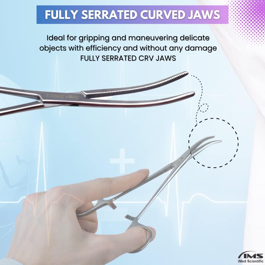 Pean Hemostat Forceps 8", Curved, Full Serrated, Stainless Steel