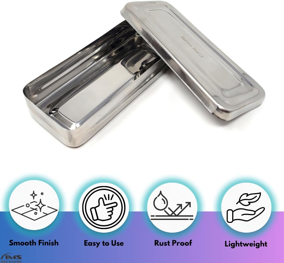 Stainless Steel Instrument Box with Cover - 8L x 4W x 2H