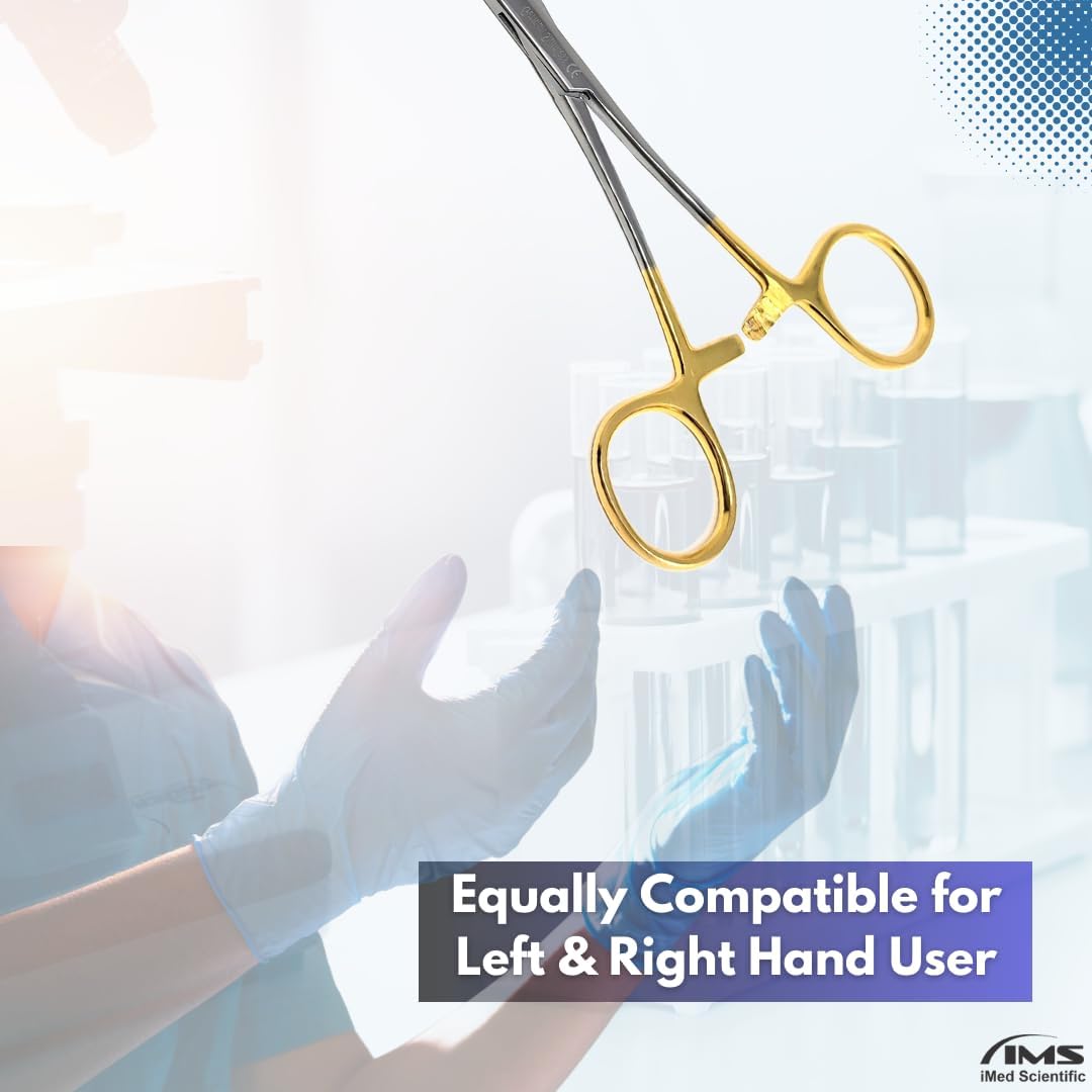 Kelly Rankin Hemostatic Forceps 5.5" Curved, Stainless Steel, Gold Handle