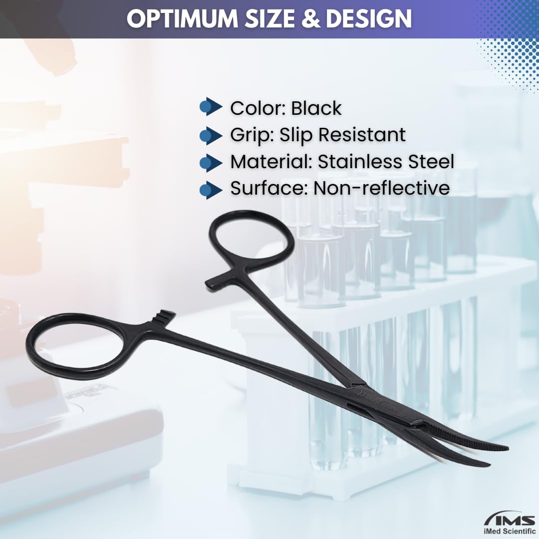 Tactical Hemostat Forceps 5.5" (14cm) Curved with Full Serrated Jaws