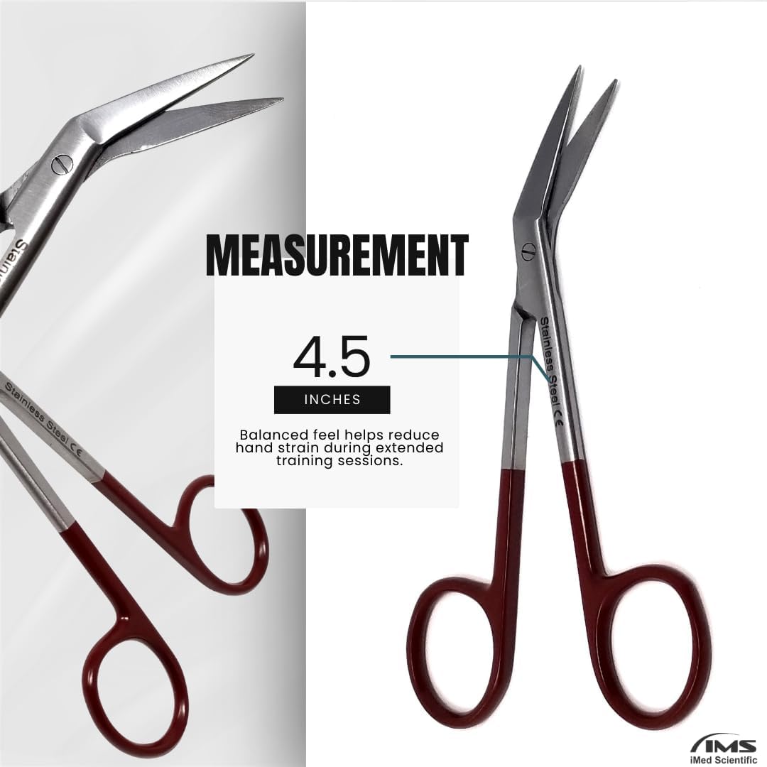 Angled IRIS Dissecting Scissors 4.5", Stainless Steel, Color Handle