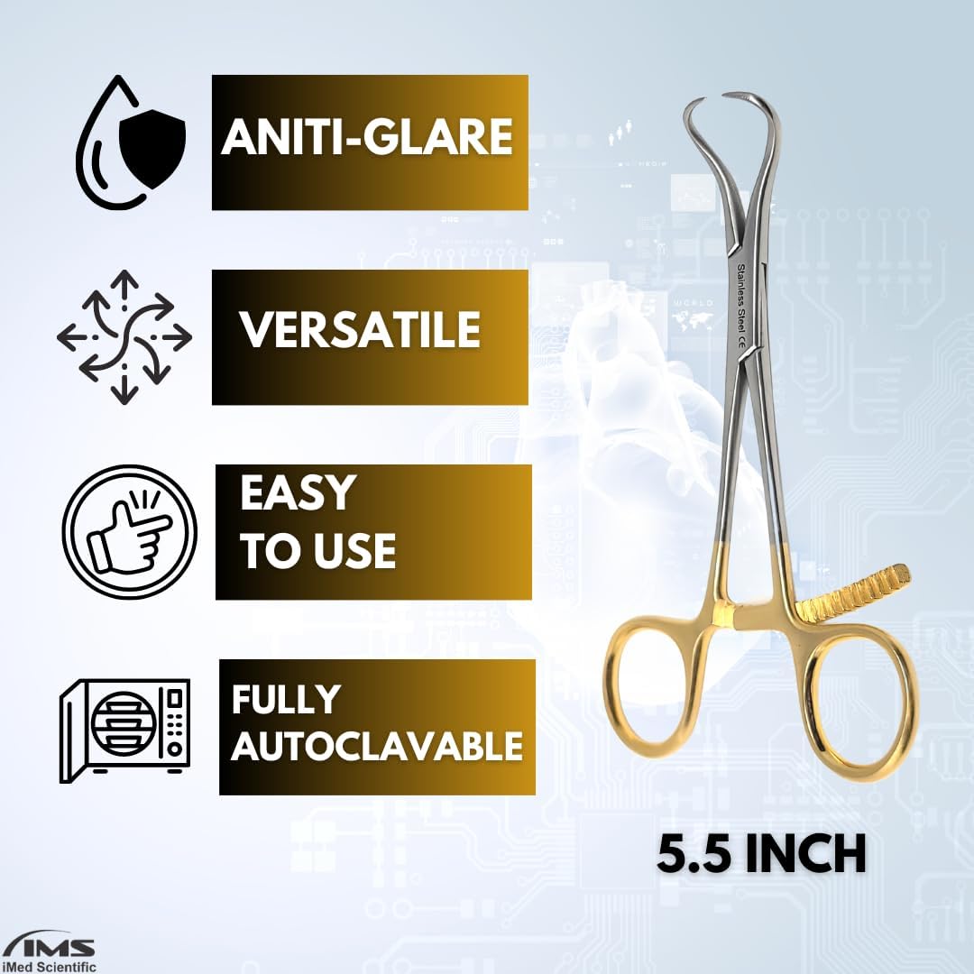 Bone Reduction Forceps 5.5" with Long Ratchet & Curved Pointed Tips, Stainless Steel