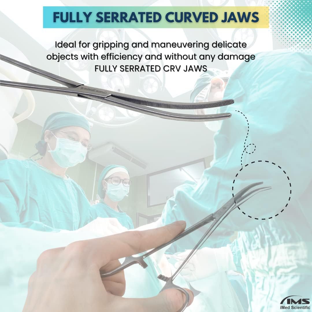 Pean Hemostat Forceps 12", Curved, Full Serrated, Stainless Steel