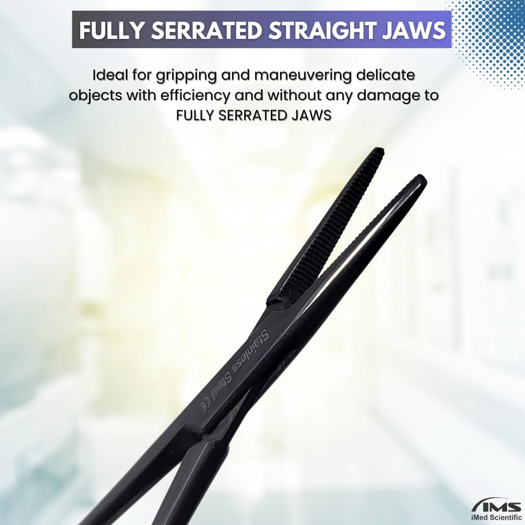 Tactical Hemostat Forceps 5.5" (14cm) Straight with Full Serrated Jaws