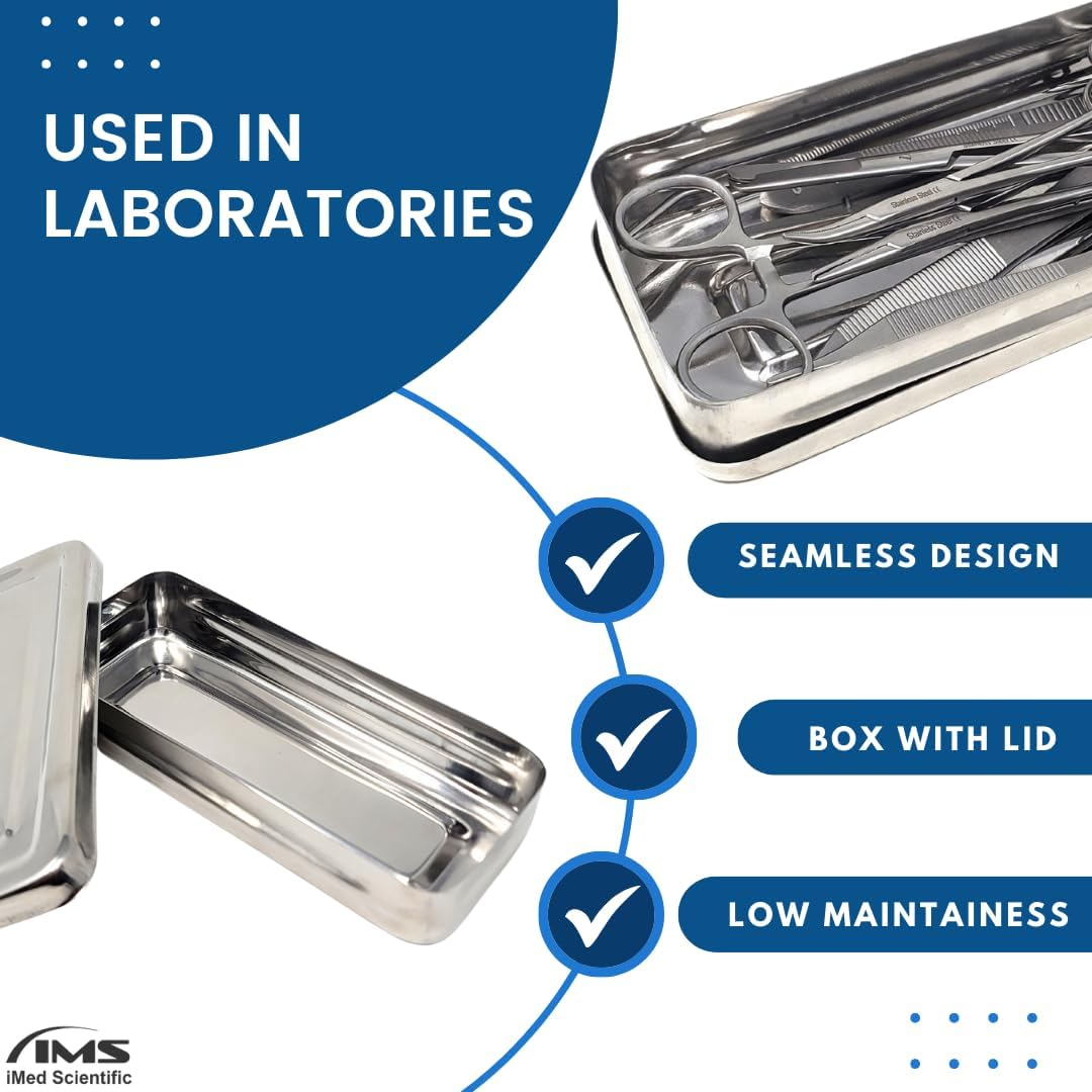 Stainless Steel Instrument Box with Cover - 8L x 4W x 2H