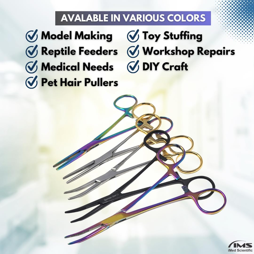 Kelly Rankin Hemostatic Forceps 5.5" Curved, Stainless Steel, Gold Handle