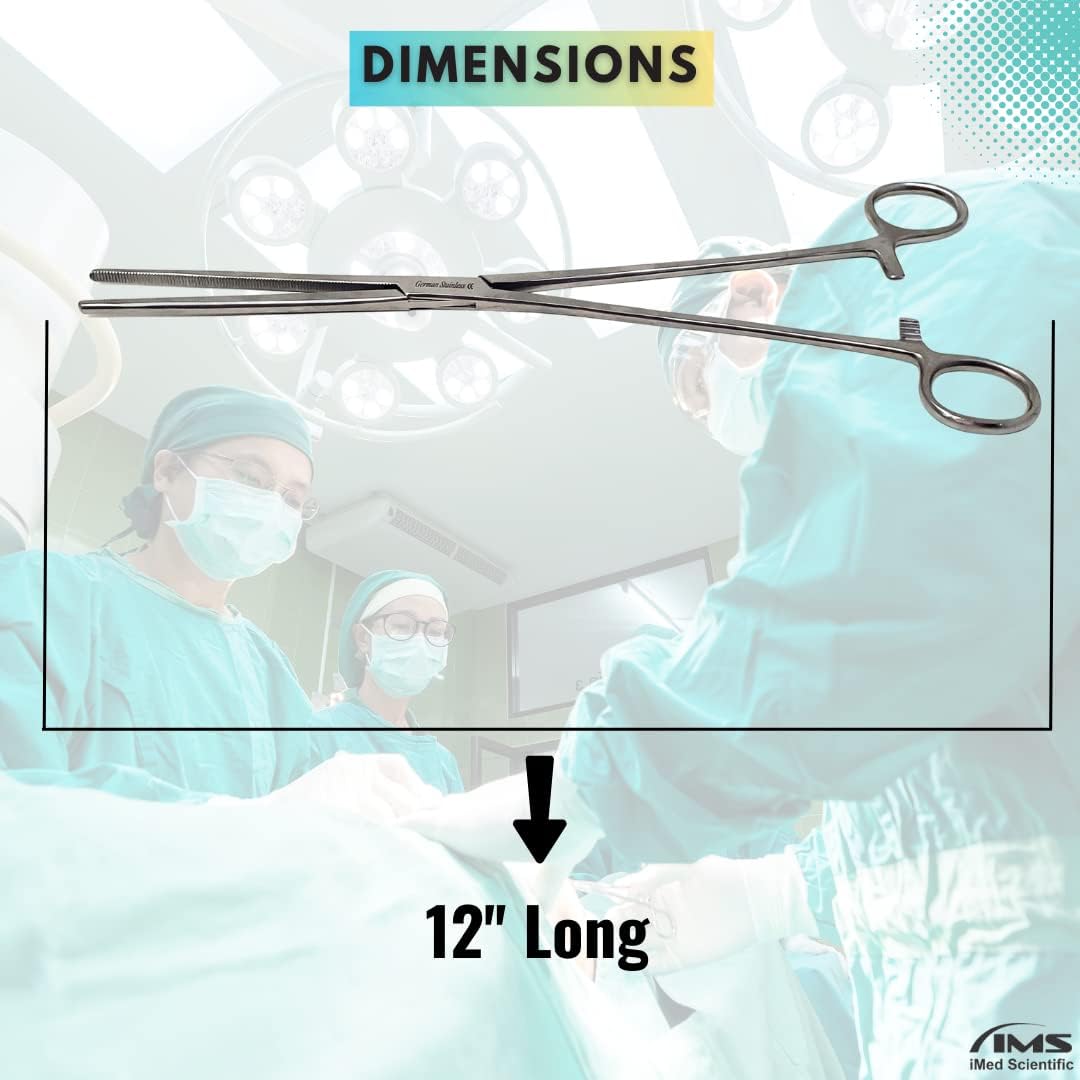 Pean Hemostat Forceps 12", Straight, Full Serrated, Stainless Steel