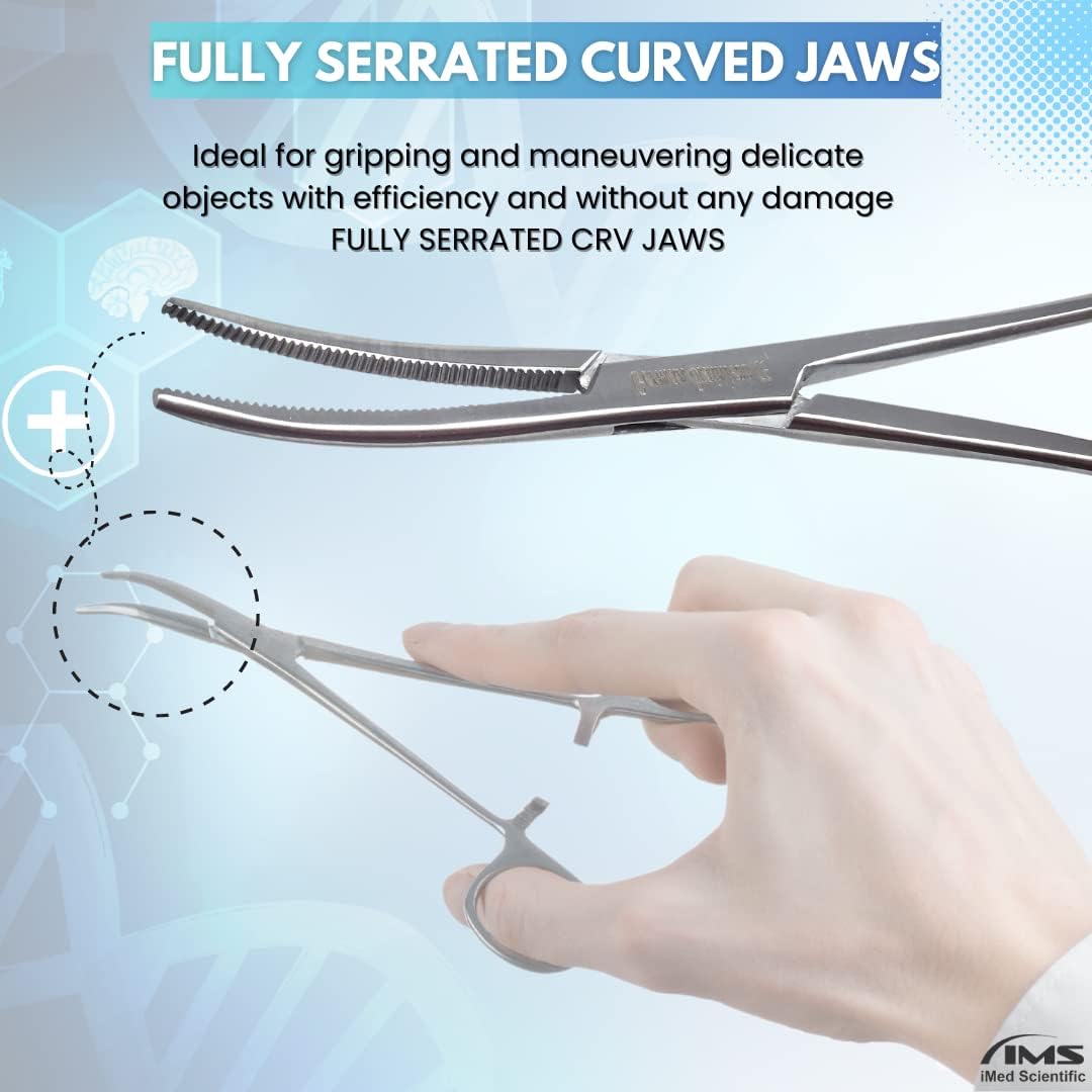 Pean Hemostat Forceps 6.25", Curved, Full Serrated, Stainless Steel