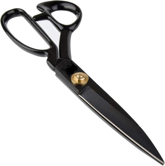 Black Tailor Scissors 9”, Heavy Duty Fabric Dressmaking Sewing Shears, High Carbon Steel