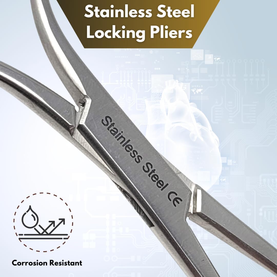 Bone Reduction Forceps 5.5" with Long Ratchet & Curved Pointed Tips, Stainless Steel
