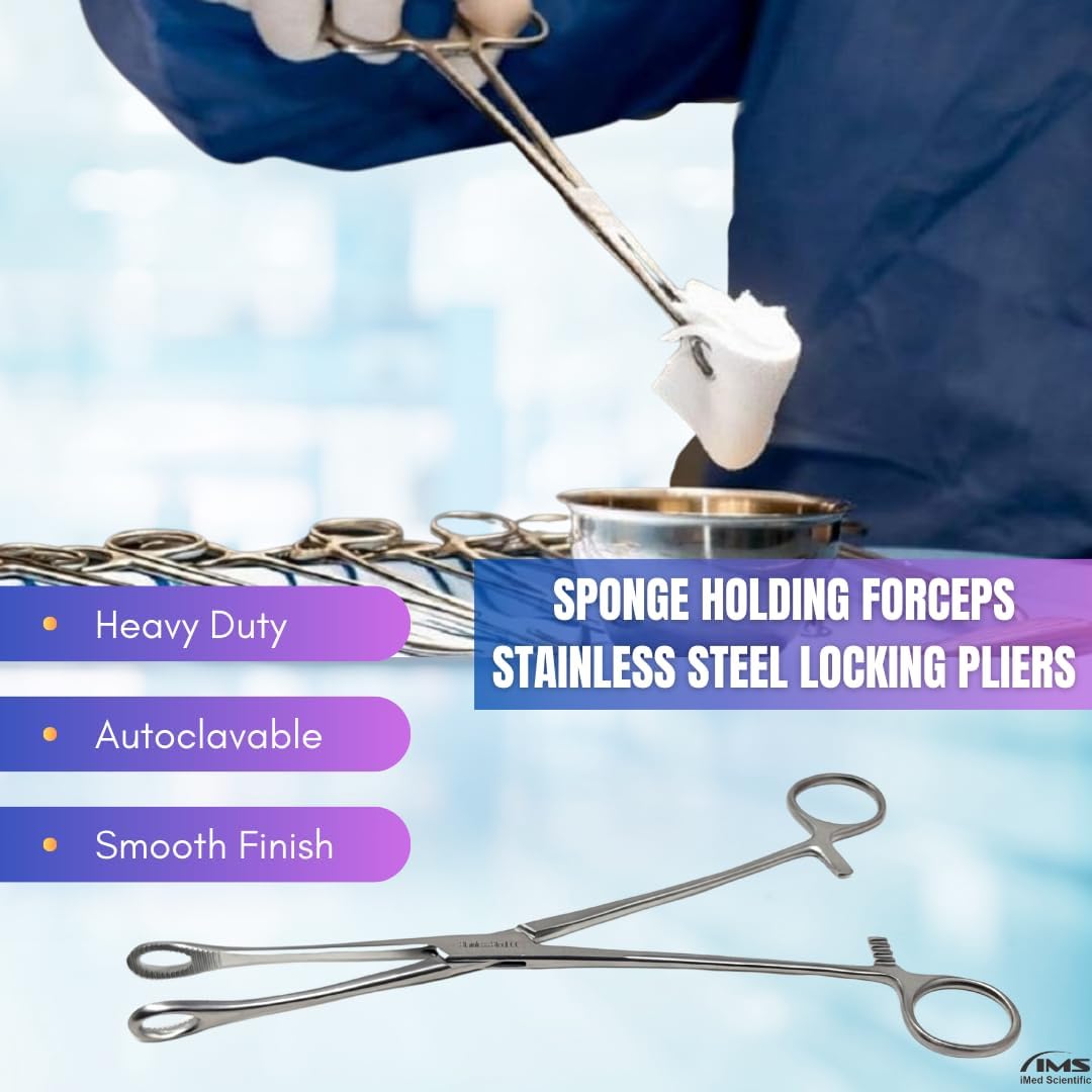 Sponge Holding Forceps 9.5" Straight, Stainless Steel