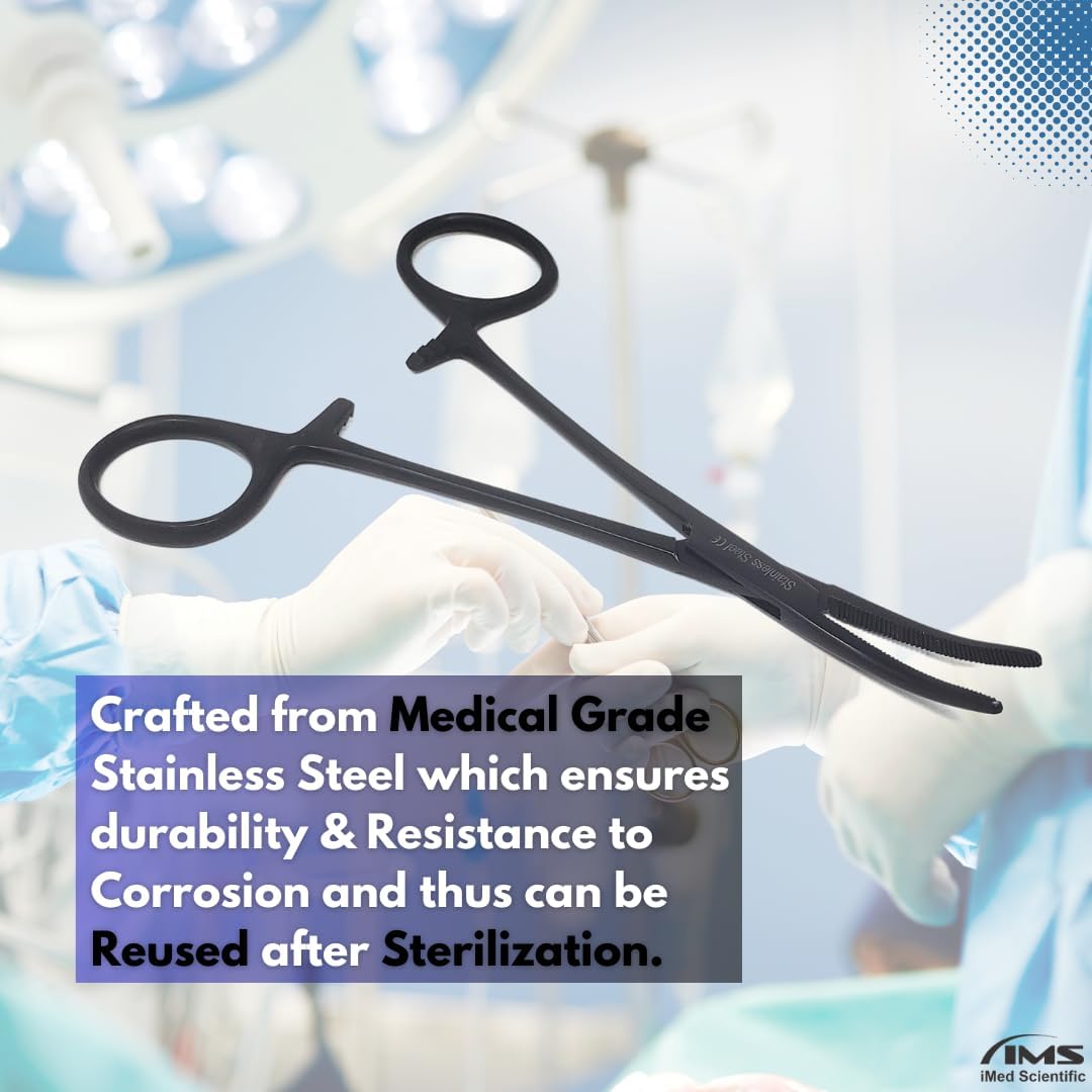 Tactical Hemostat Forceps 5.5" (14cm) Curved with Full Serrated Jaws