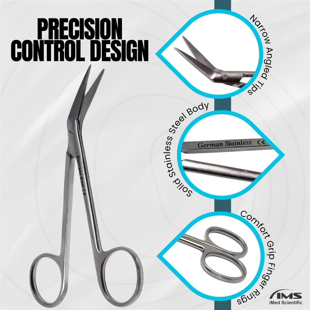Angled IRIS Dissecting Scissors 4.5", Stainless Steel