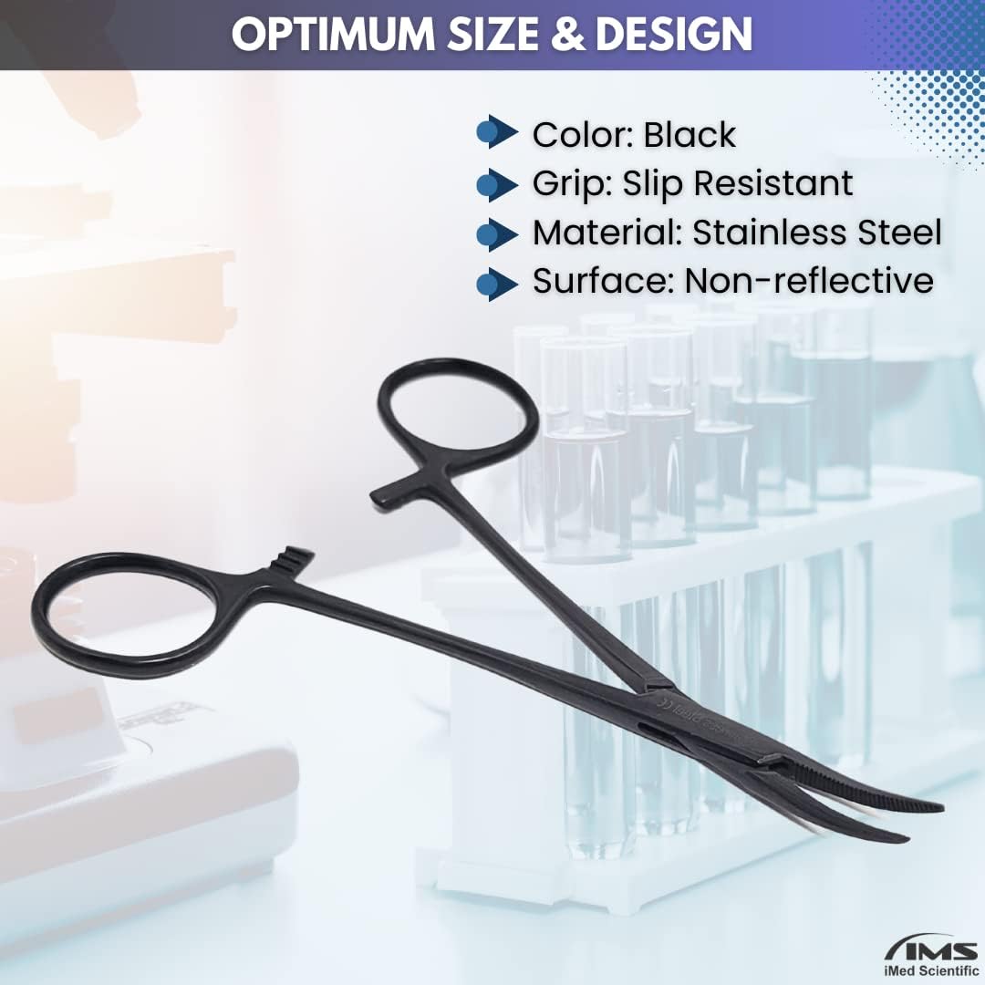 Tactical Hemostat Forceps 5" (12.7cm) Curved with full Serrated Jaws