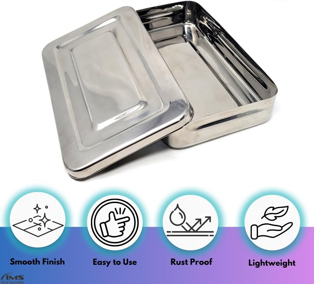 Stainless Steel Instrument Box with Cover - 10L x 6W x 2H