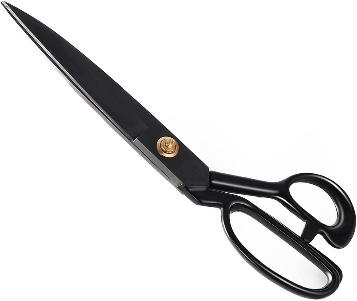 Black Tailor Scissors 12”, Heavy Duty Fabric Dressmaking Sewing Shears, High Carbon Steel