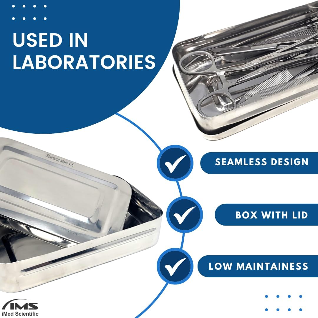 Stainless Steel Instrument Box with Cover - 8L x 5W x 2H