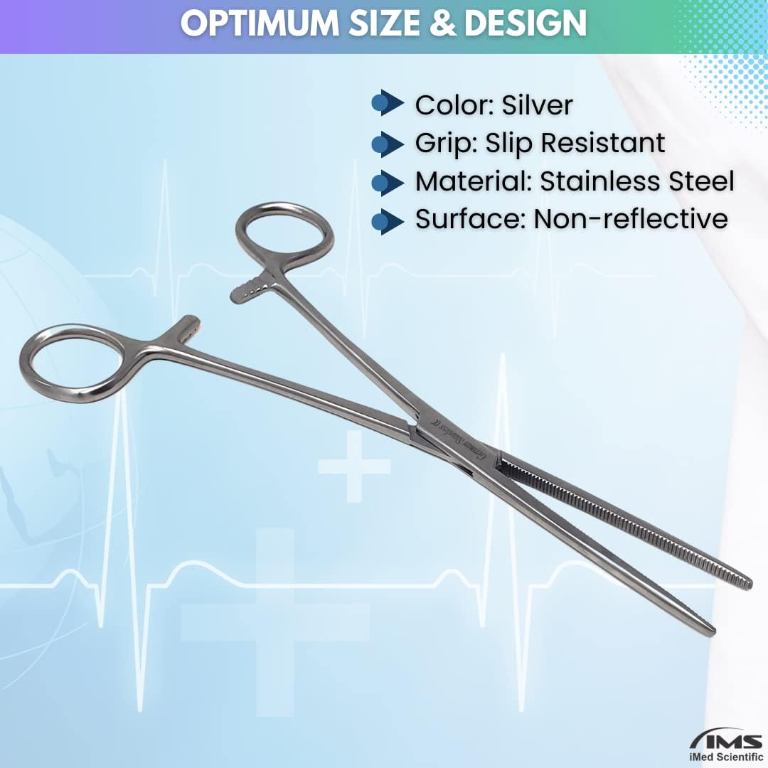 Pean Hemostat Forceps 8", Straight, Full Serrated, Stainless Steel