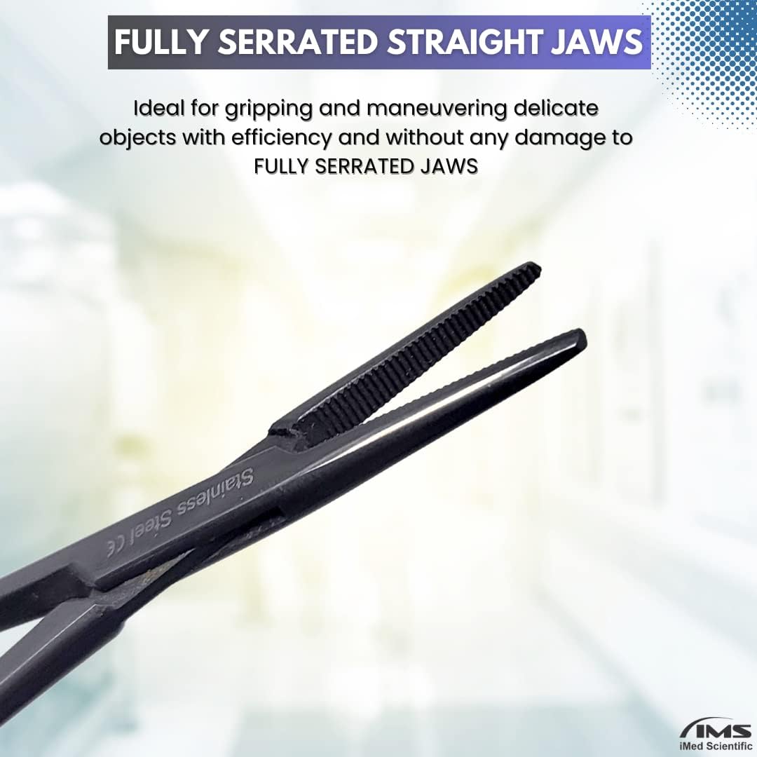 Tactical Hemostat Forceps 5" (12.7cm) Straight with full Serrated Jaws