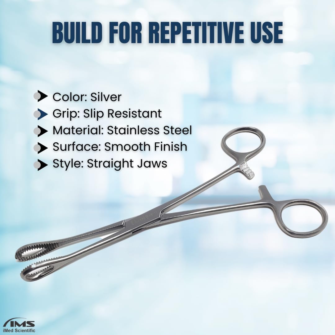 Sponge Holding Forceps 7" Straight, Stainless Steel
