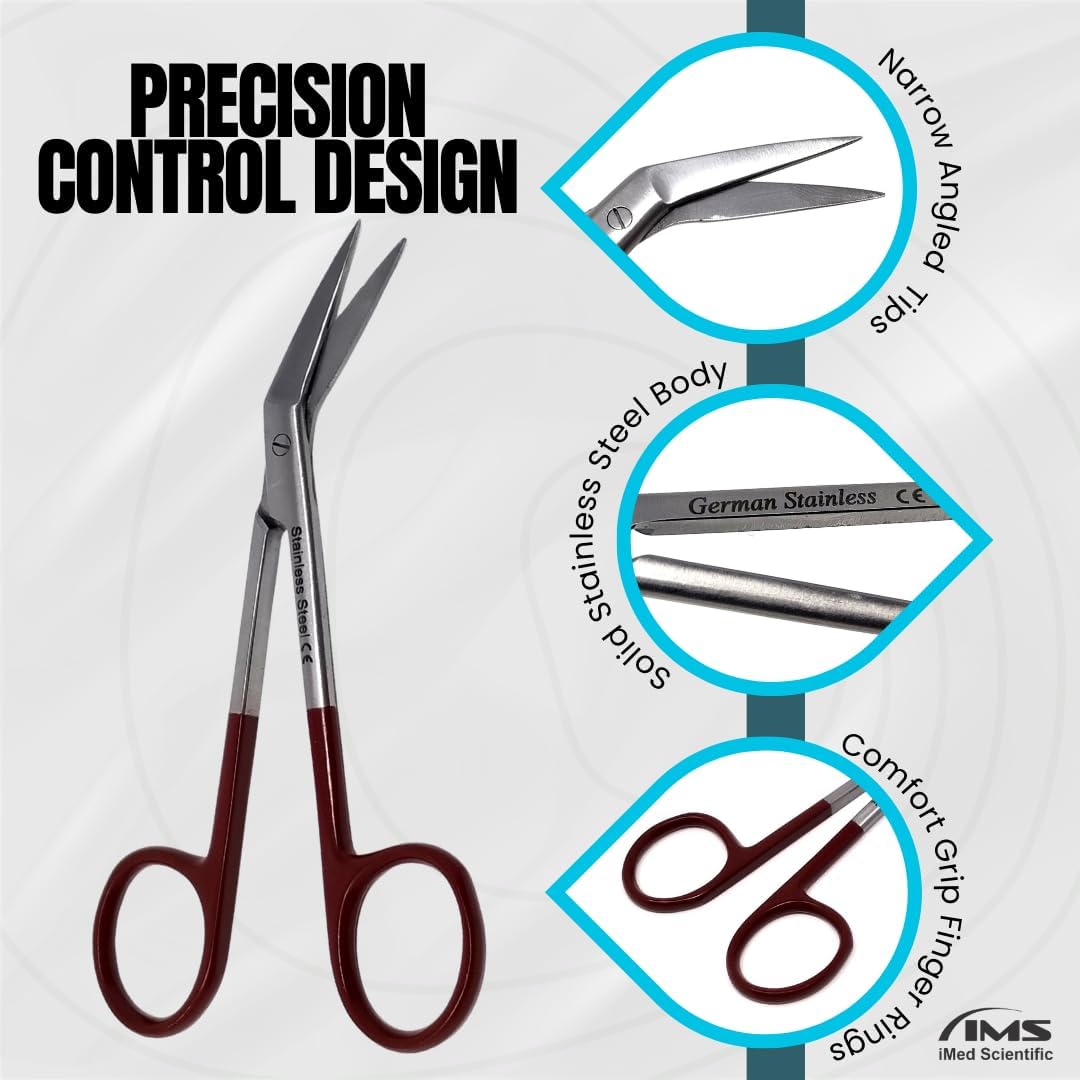 Angled IRIS Dissecting Scissors 4.5", Stainless Steel, Color Handle