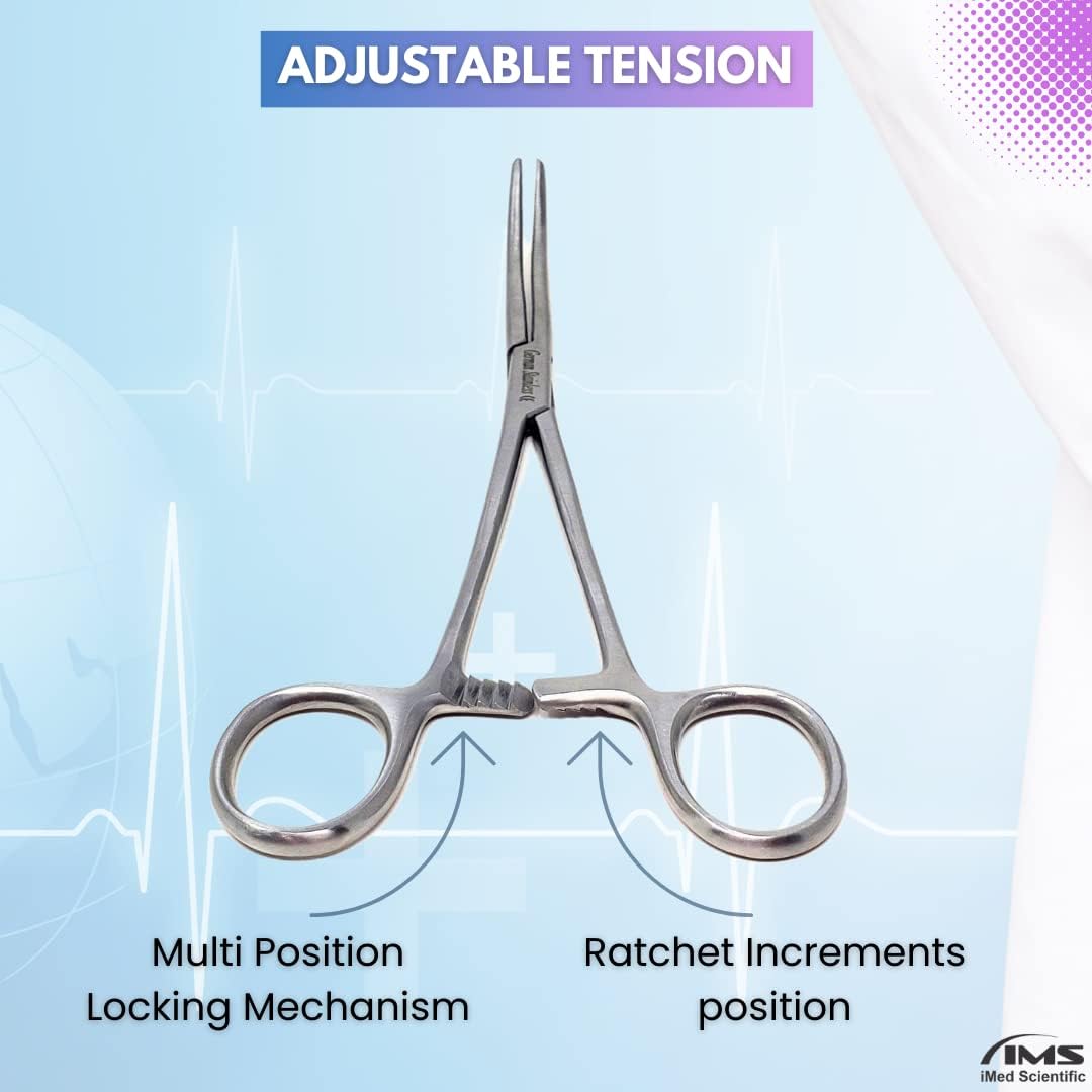 Pean Hemostat Forceps 8", Curved, Full Serrated, Stainless Steel