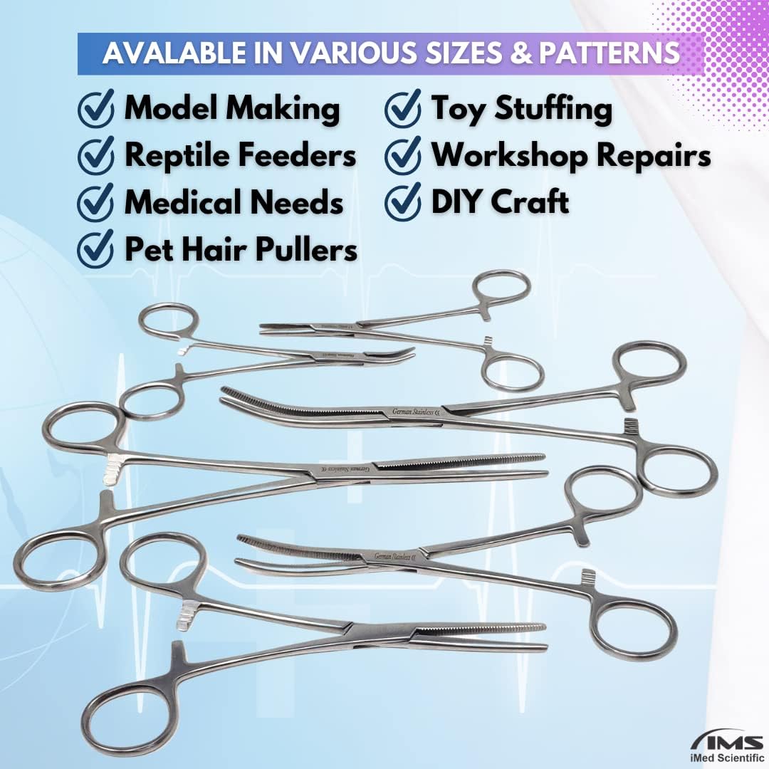 Pean Hemostat Forceps 8", Curved, Full Serrated, Stainless Steel