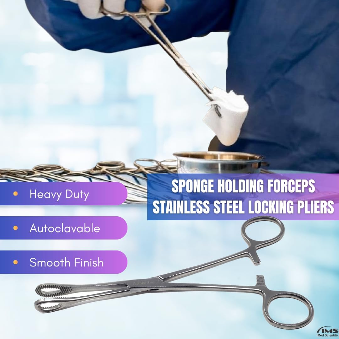 Sponge Holding Forceps 7" Straight, Stainless Steel