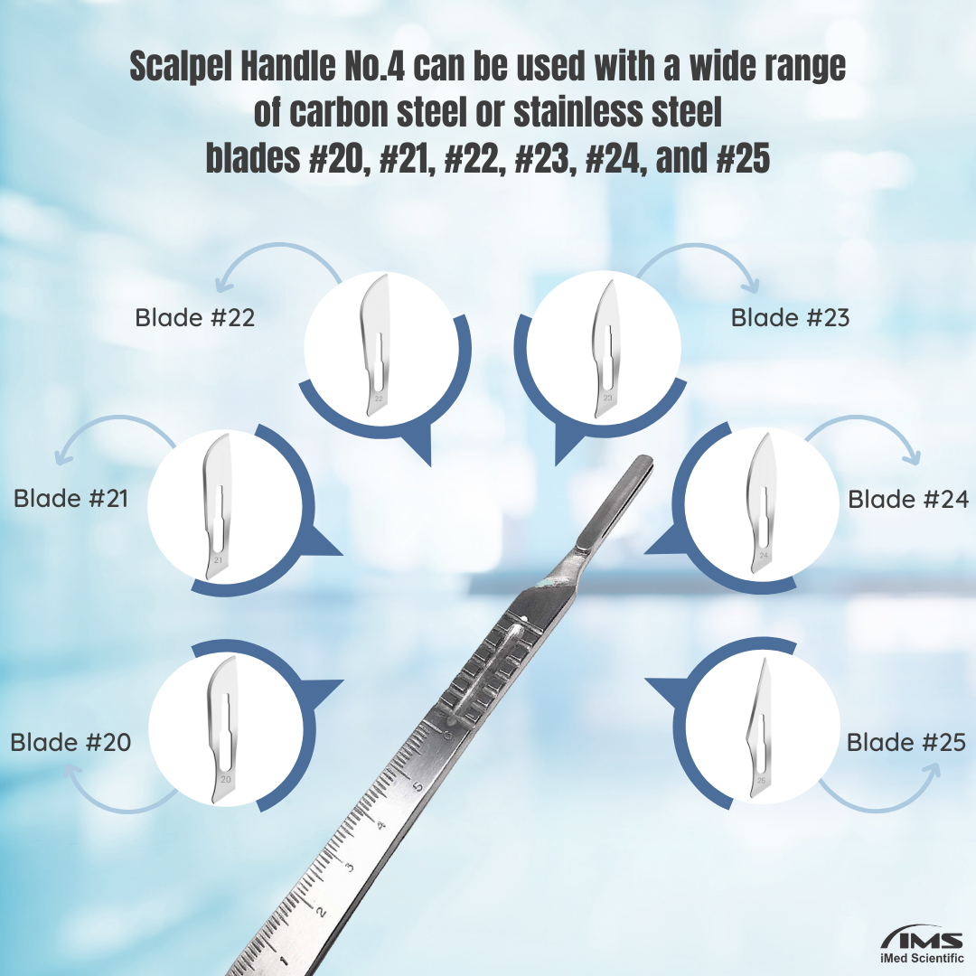 Premium Quality Scalpel Handle #4, With Graduated / Scale Handle, Stainless Steel ( Fits Size 20-26 Scalpel Blades )