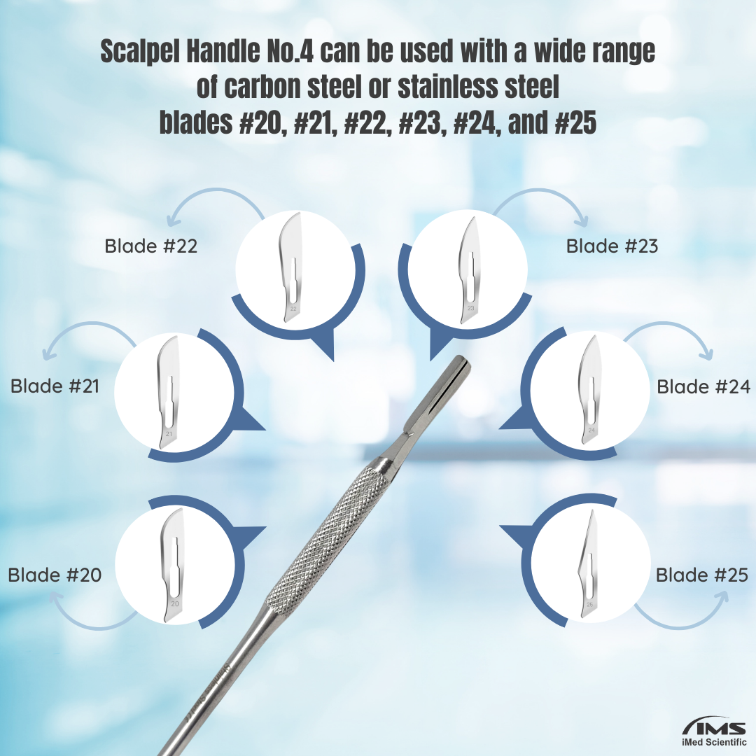 Premium Quality Round Grip Scalpel Handle #4, Stainless Steel ( Fits Size 20-26 Scalpel Blades )