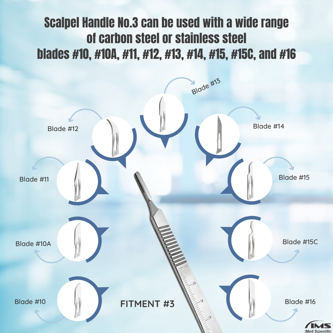 Premium Quality Scalpel Handle #3, With Graduated / Scale Handle, Stainless Steel ( Fits Size 9-16 Scalpel Blades )