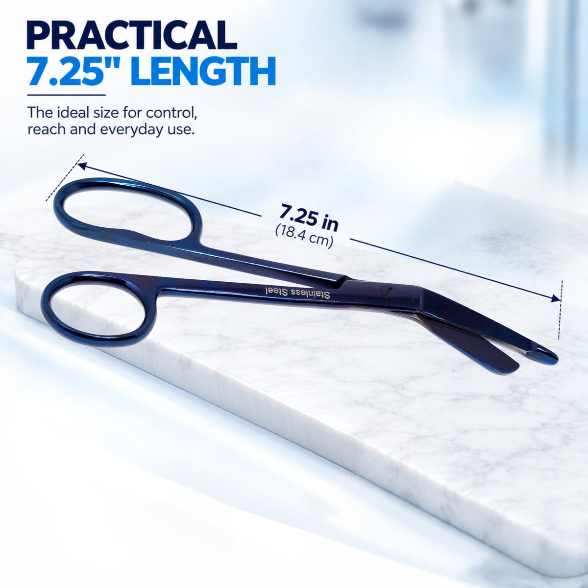 7.25" One Large Ring Nurse Bandage Scissors, German Steel, (Blue Color)
